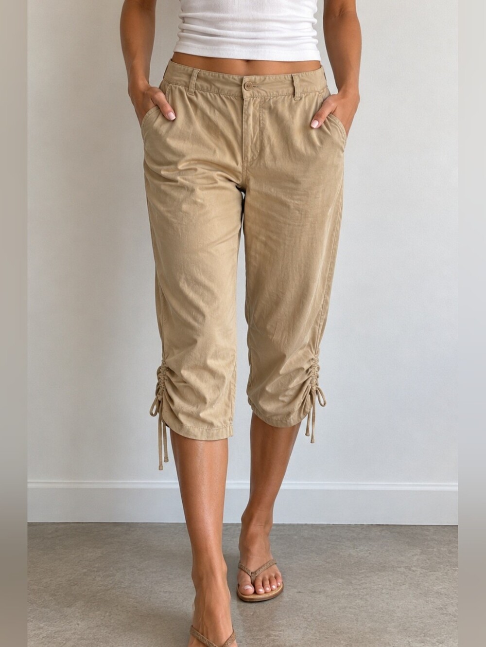 Ralph Lauren Tan Chinos with Gathered Ankle Detail